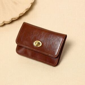Dark Brown Vegan Leather Coin & Card Wallet
